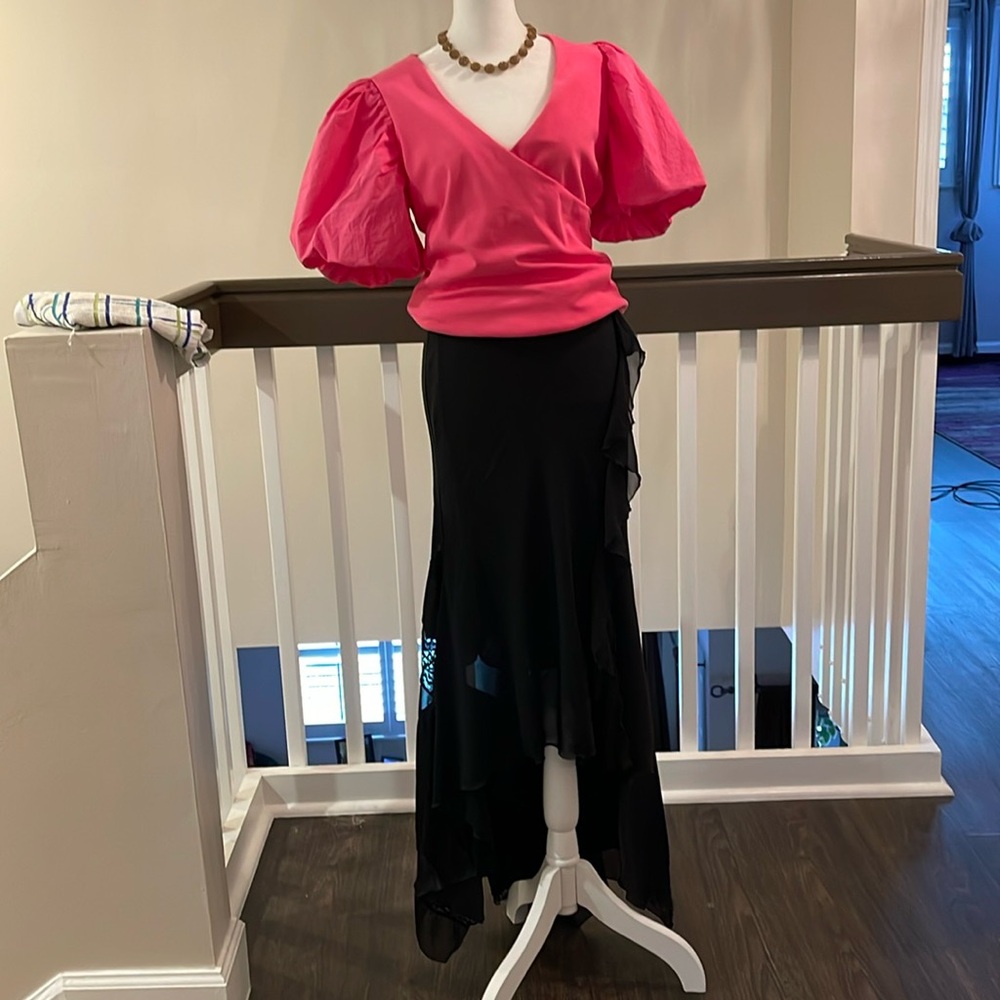 Marciano Black with Lace Detail high-low skirt